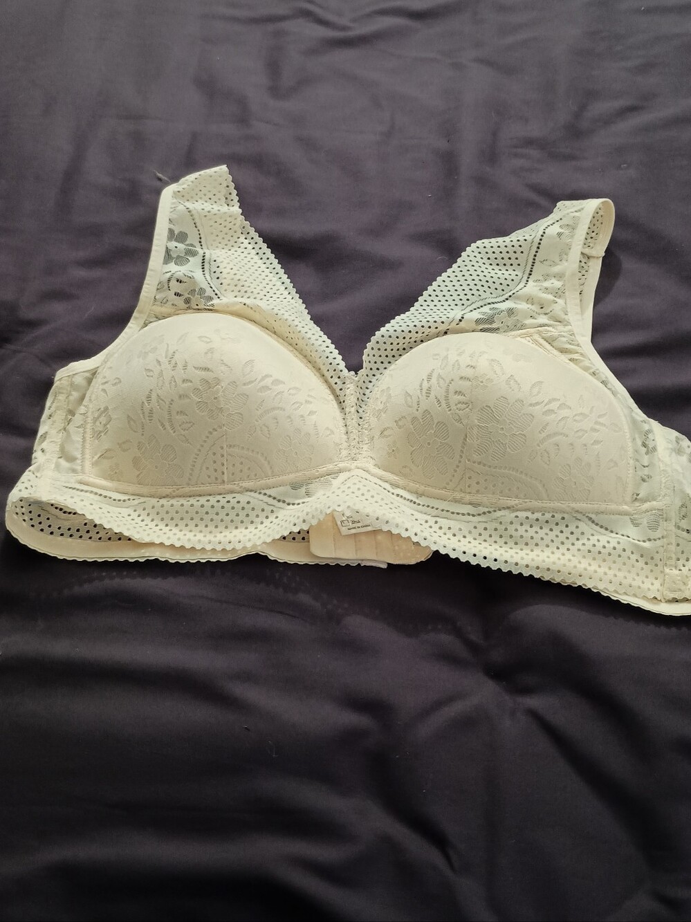 3XL Lace-Trim Wireless Bra in Cream - Women's Intimates